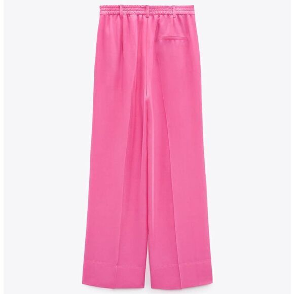 ZARA FLOWING WIDE-LEG TROUSERS Barbiecore Barbie Core - Picture 9 of 11